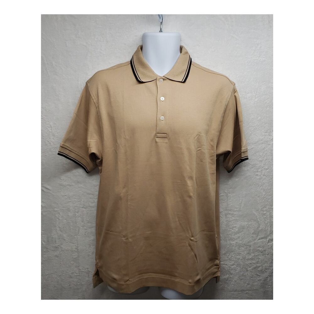 Mens Casual Polo Shirt S Beige Tan Pima Cotton Golfcore Preppy Normcore NWT